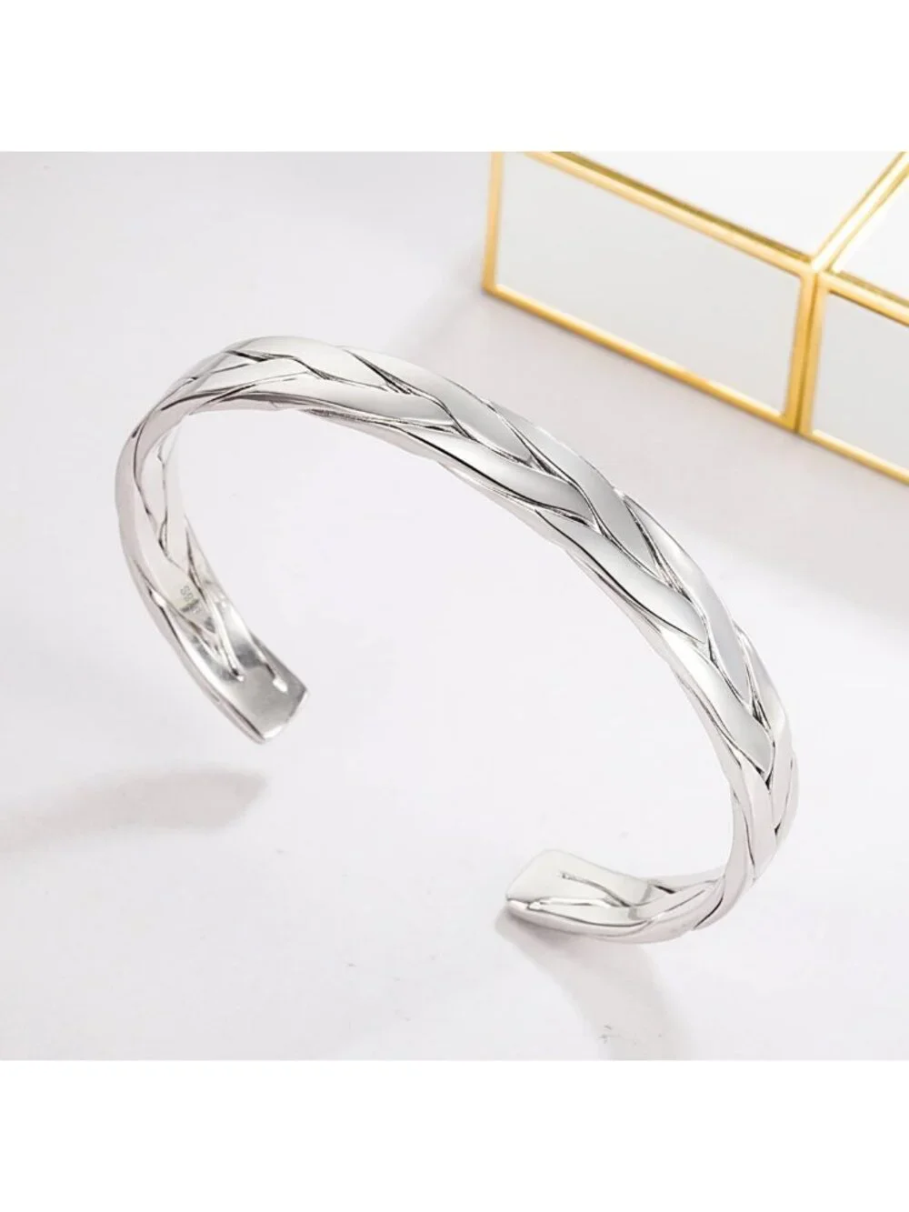 Stylish Adjustable 925 Sterling Silver Cuff Bracelet for Couples - Gift-Ready